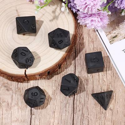 7 шт./компл., многогранный черный набор кубиков для TRPG DND, набор игровых кубиков, аксессуары для отдыха и развлечений, кубики для настольных карточных математических игр