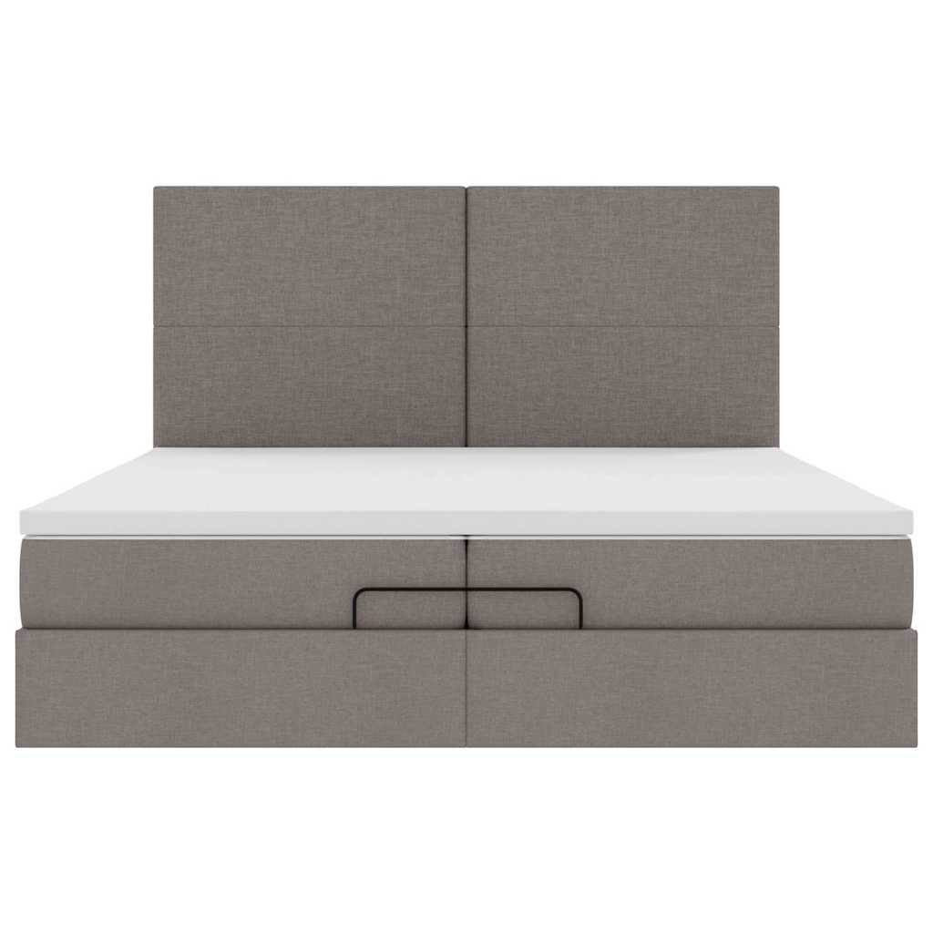 Ottoman Bed with Mattresses Taupe 200x200 cm Fabric