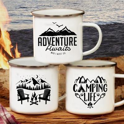 Эмалированные кружки для кемпинга Adventure Awaits Кружки для кемпинга Happy Campers Чашка для костра Outdoor Campervan Кружка с ручкой для кофе Camper Van Подарок