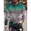 Gradient T-Shirt Mens Long Sleeve Tops Fashion Casual Street Loose Long Winter T-Shirt Warm Clothing New Vintage Blouse