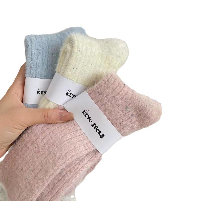 Женские носки из норки: Теплый, толстый, средней толщины, сплошной мех, мягкий, узор из пряжи в горошек