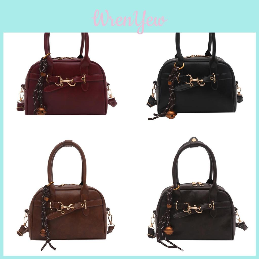 Retro Shoulder Handbag For Women Pu Material Street Style Small Square Bag With Zipper Closure
