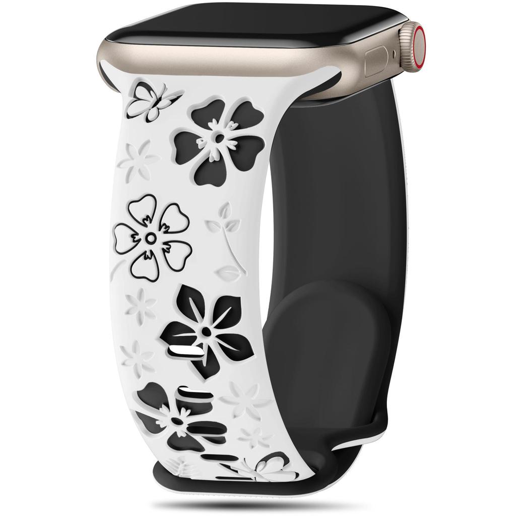 Floral Five-Petal Silicone Band for Apple Watch with 3D Laser Engraving