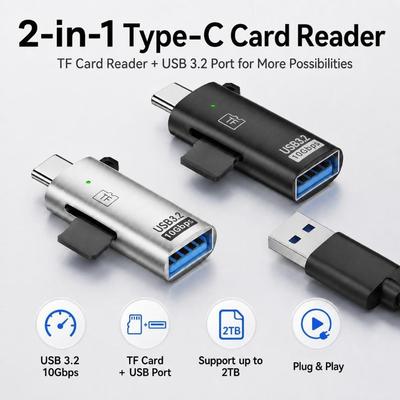 USB 3.2 Устройство для чтения карт TF 10 Гбит/с USB-кардридер Практичный Type-C кардридер для телефонов и планшетов