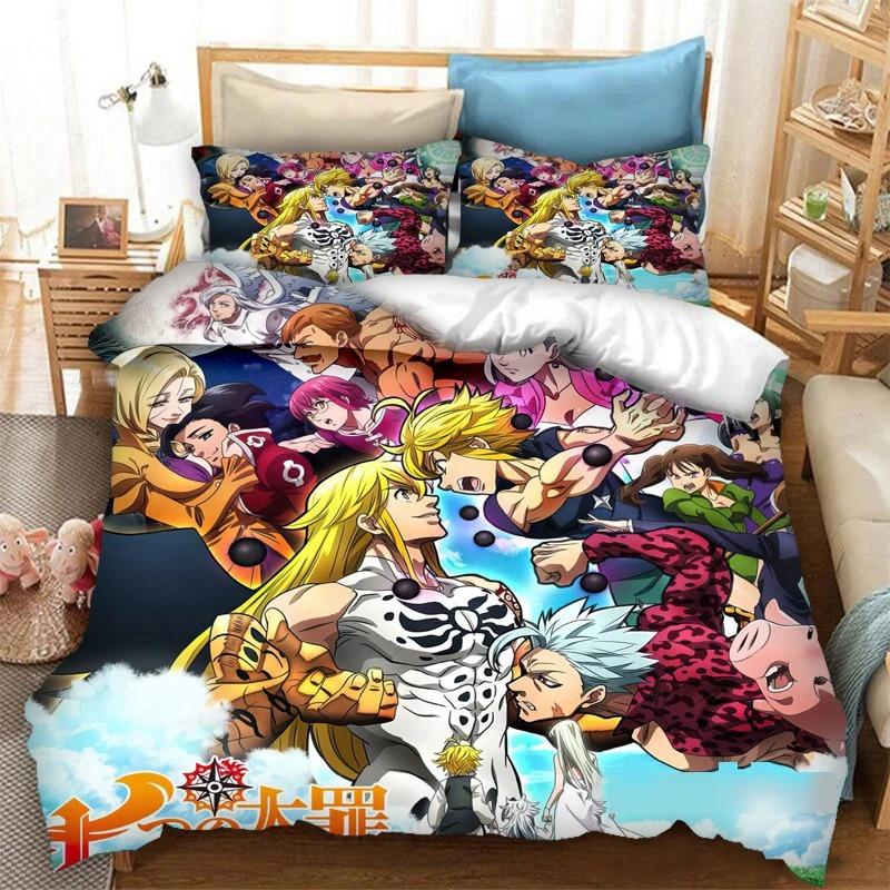 3D Print Anime The Seven Deadly Sins Bedding Set Boys Girls Twin Queen Size Duvet Cover Pillowcase Bed Kids Adult Home Textiles