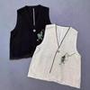 Fall Women Vest Tops Japanese Casual Cardigan V-Neck Embroidery Single-breasted Women Loose Vests