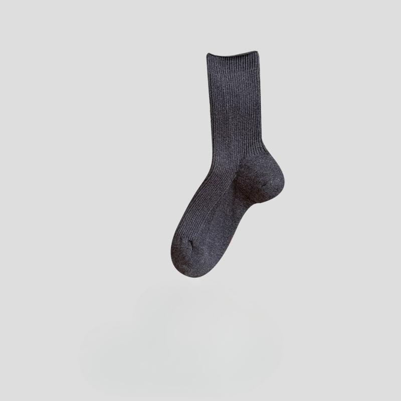 Женские носки до середины икры, Весенне-осенние хлопковые носки, Длинные носки, Однотонные, Универсальные осенние бесшовные махровые носки