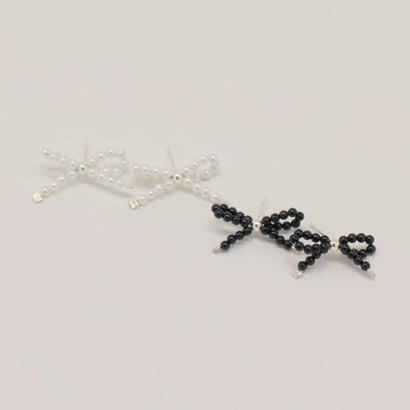 BEFORE MOONRISE [Silver 925] Ribbon Onyx Earrings SE229