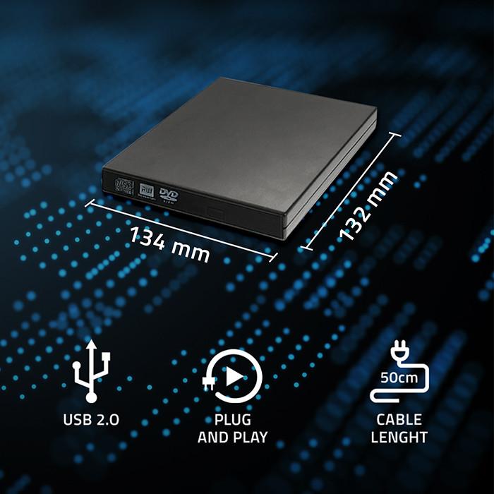 Qoltec Корпус/карман для оптического привода CD/DVD SATA | USB 2.0 | 12,7 мм