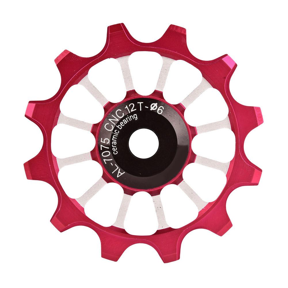 MEIJUN Ceramic Bearing Aluminum Alloy Bicycle Bike Rear Derailleur Pulley Guide Wheel (Red)