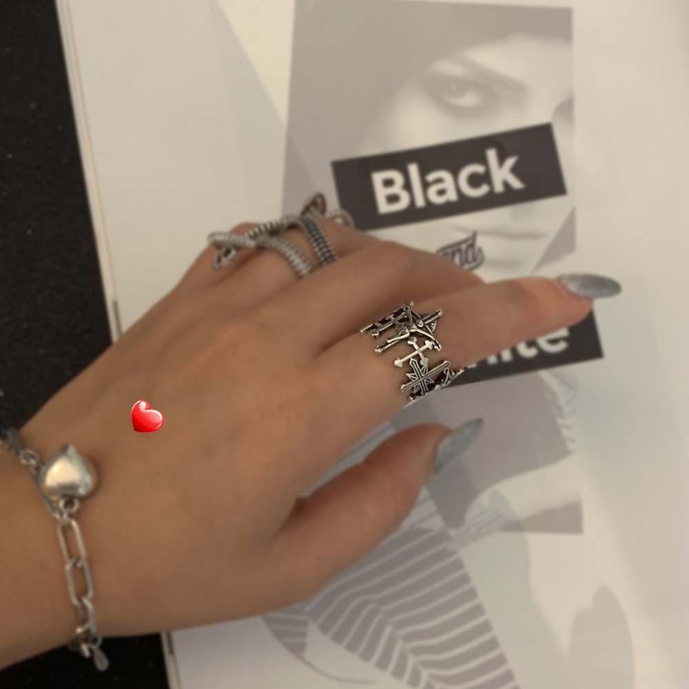 Девушки Любовь и искупление Ретро открытые кольца Корейские кольца на палец Женские кольца с медным покрытием Платина