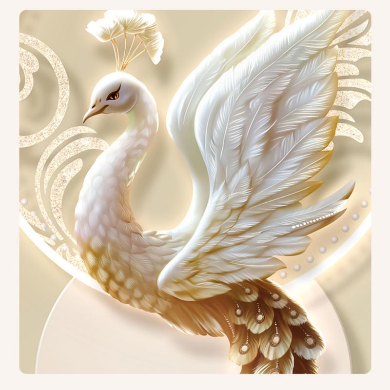 Кремовый стиль украшение стены дома подвеска украшение гостиной статуя павлина светодиодный светильник подвесная картина