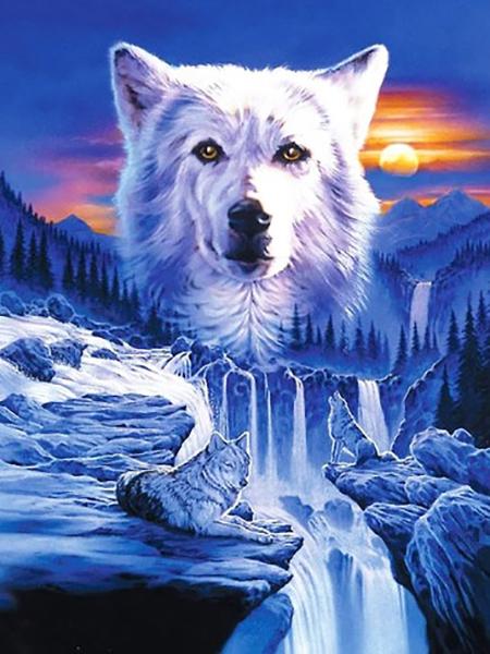 Diy 5d полная алмазная живопись, вышивка животных, квадратная круглая дрель, лес, лунный свет, волк, мозаика, украшение для мебели, подарок для хобби