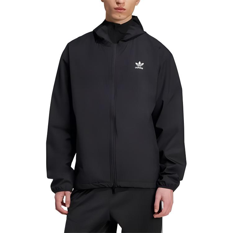 adidas Originals Trefoil Essentials Unisex Hooded Woven Jacket Black JW1055