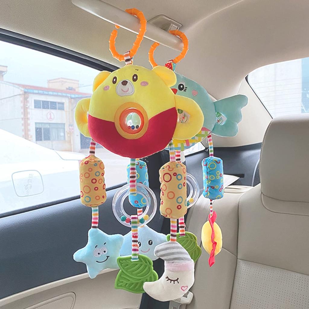 ALLMIRA Крепление для игрушек на коляску и автокресло для прогулок, Игрушка-карусель для автомобиля, Детская игрушка (желтый)
