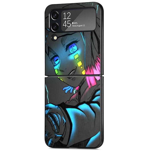 Anime Phone Case for Samsung Galaxy Z Flip 3 5G ZFlip3 ZFlip Z Flip 4 Zflip Flip3 Flip4 Demon Slayer Kamado Black Cases Shell