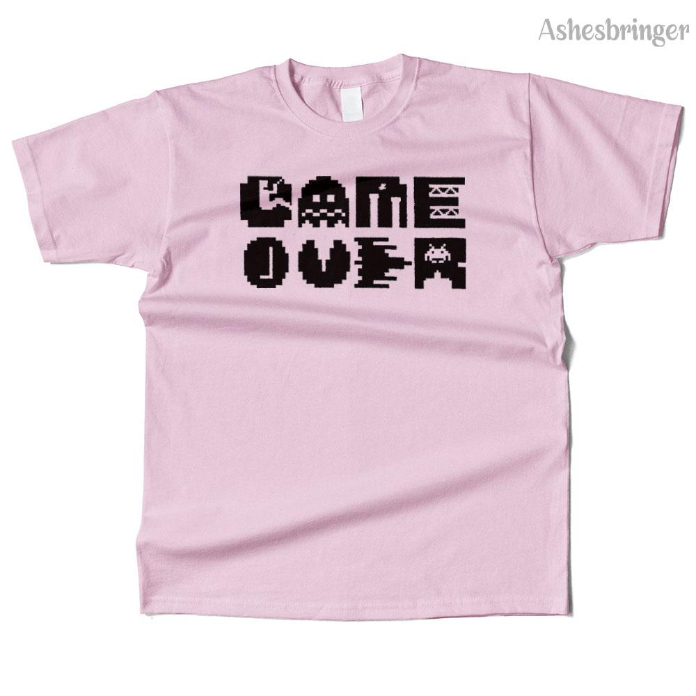 Mens Cotton Vintage Game Over 8 Bit Graphic Cute T Shirt Street Casual Style Tee for Men and Women