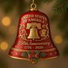 United States 250th Anniversary Bell Ornament Patriotic Commemorative Doorbell Xmas Tree Hanging Decoration for Home Garden Decor