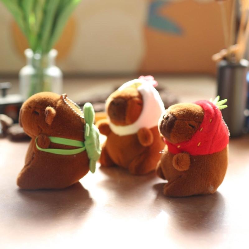 Стильный брелок для ключей Capybara, плюшевое украшение для ключей в виде животного, очаровательная плюшевая сумка, подвеска, аксессуары для любителей животных