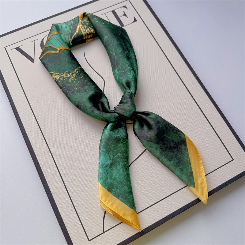 New Hundred Hundred Satin Letter Print Neckerchief 70×70 Silk Scarf Small Square Scarf High Sense of French Scarf