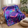 Neon Gamepad Art Theme blanket Lightweight Warm Flannel Blanket Decorative Throw Blanket for Home Decoration