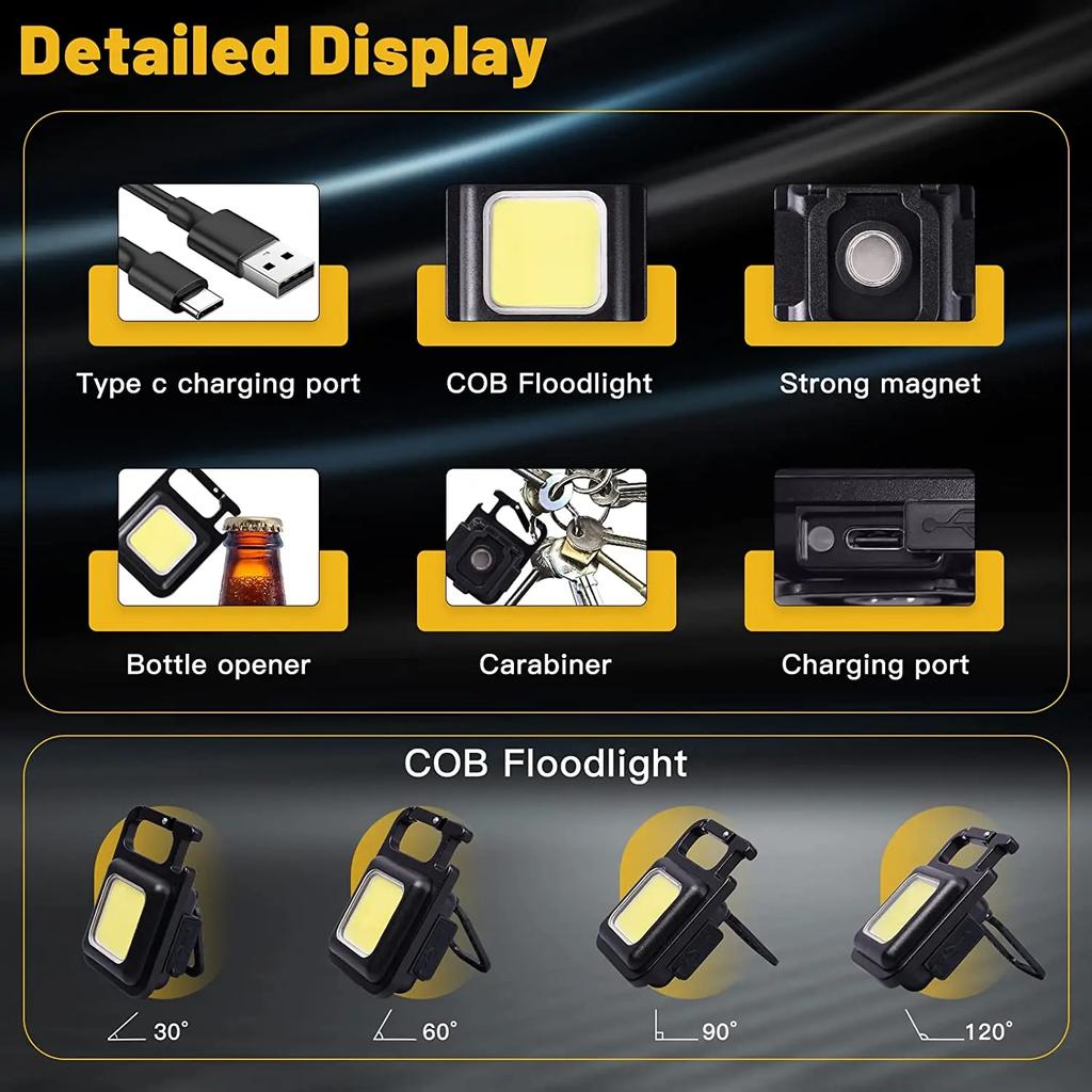 Супер яркий МИНИ COB брелок фонарик зарядная лампа кемпинговые фонари с магнитом 4 режима освещения для кемпинга дома