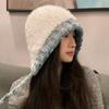 Осень и Зима Большой Обхват Головы Шерстяная Шляпа Подчеркивающая Маленькое Лицо Утолщенная Теплая Шапка Защита Ушей Вязаная Повязка на Голову Вязаная Шапка
