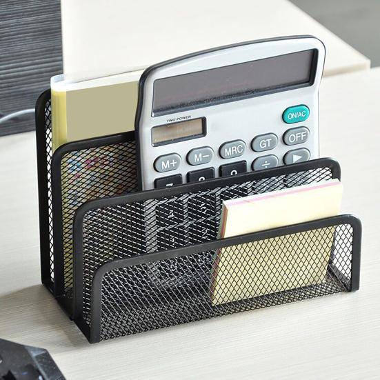 3-Tier Desktop Stacking File Holder Black Metal Mesh Mail Organizer Letter Holder Reinforced Design Space-Saving File Storage Rack for Desk Kitchen