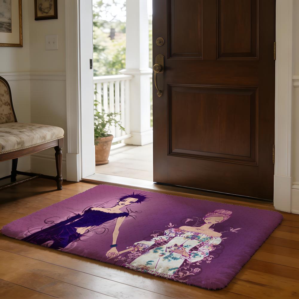 Floor Mat Soft Flannel Rug Non Slip Absorbent Mat for Bathroom Bedroom Home Decor Anime Vintage N Nana