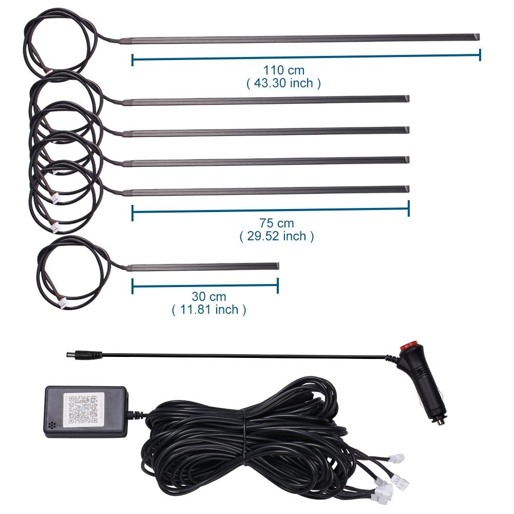 6 в 1 светодиодная RGB-полоса для салона автомобиля, приборной панели, двери, атмосферные лампы, звуковое приложение, активный комплект освещения для ног под землей