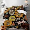 Boho Floral Duvet Cover Set Girls Women Room Queen Bedding Set Vintage Butterfly Botanical Blossom Flower Comforter Quilt Cover