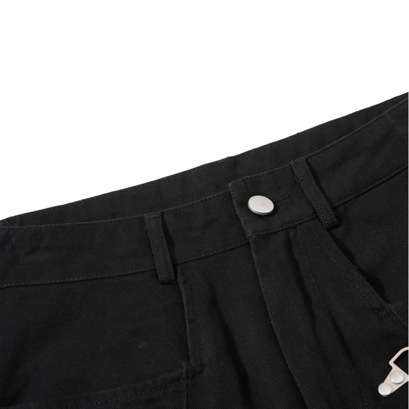 Unisex Streetwear Cargo Pants With Snap Button Fly Loose Fit Cotton Trousers Men Women Casual Wear