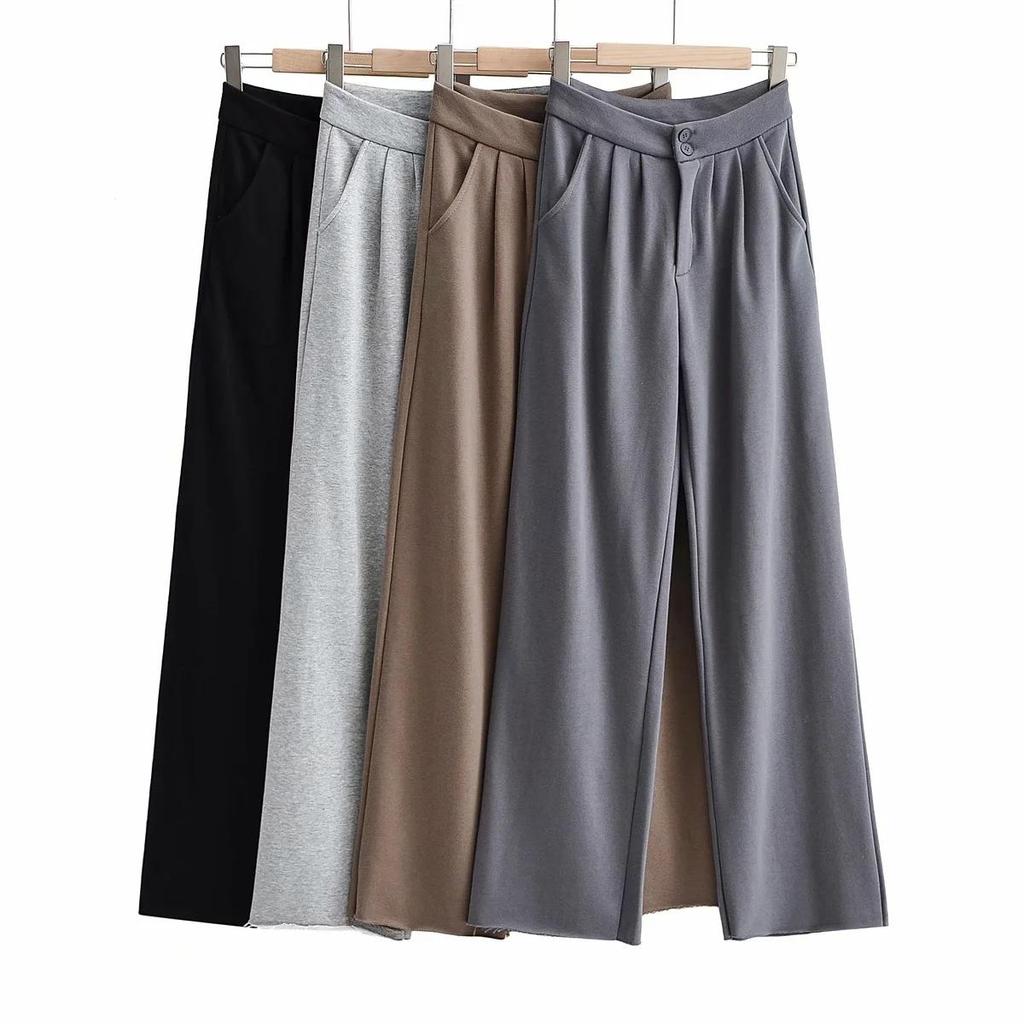 Женские брюки с высокой талией и карманами, длинный костюм, офисные женские элегантные брюки