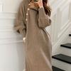 Осеннее трикотажное платье, женское водолазка с длинным рукавом, платье-свитер, зимнее вязаное корейское модное свободное платье-туника, пуловер