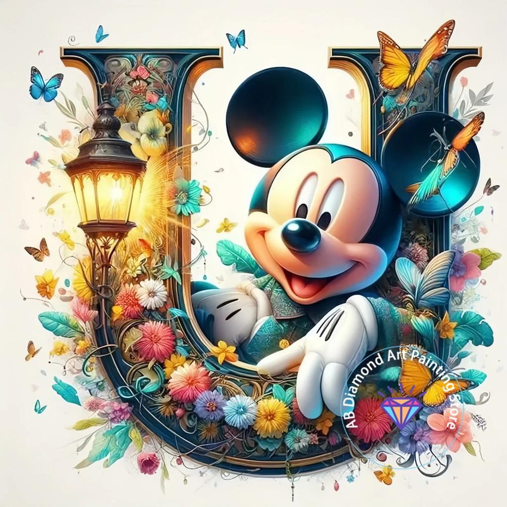 Mickey Mouse Minnie Letter Diamond Painting Kit 5D DIY Diamond Embroidery Cross Embroidery Handmade Art Gift Home Decoration
