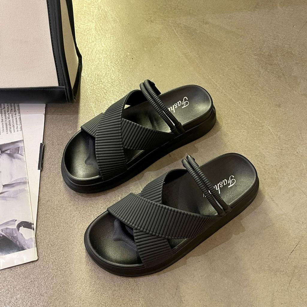 Тапочки на плоской подошве женская верхняя одежда лето новая повседневная Xiaoxiangfeng сандалии с толстой подошвой мода кекс фея стиль одно слово перетаскивание