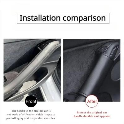 Перчатки для ручки двери Защита ручки Чехол Наппа для Новой Tesla Model 3+ Highland 2025 Кожаная накладка на руль Аксессуары