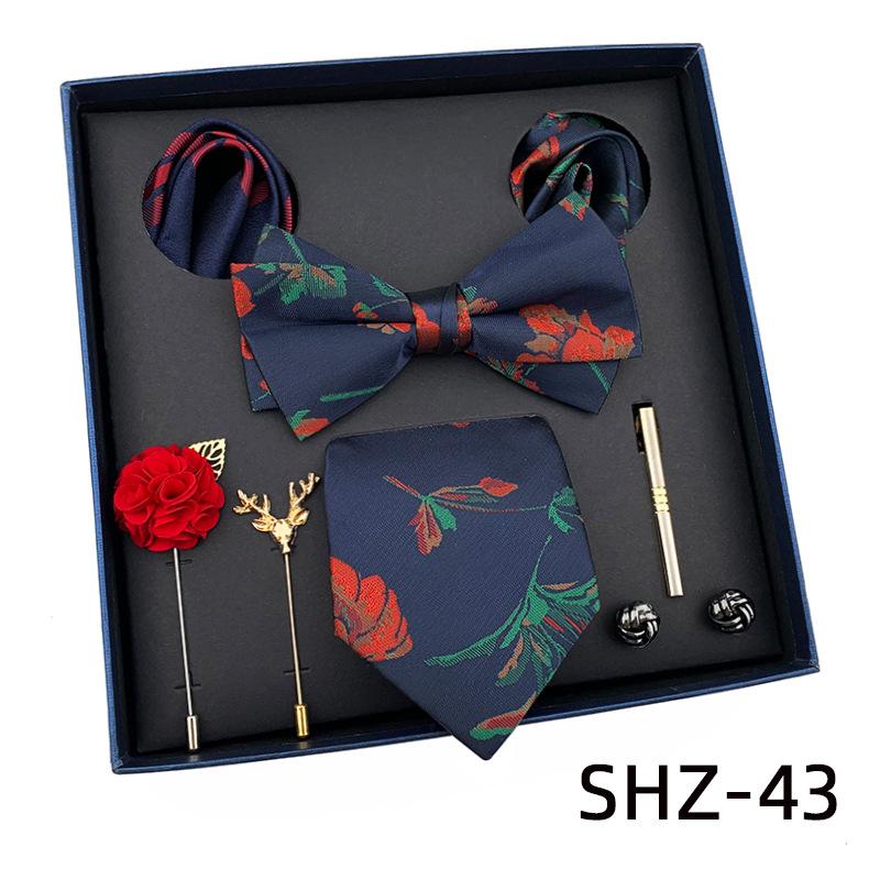 Men'S Tie Light Luxury Gift Box Wedding Tie Bow Tie Pocket Towel Brooch Cuffs Father'S Day Gift Box