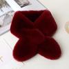 Faux Rabbit Fur Plush Cross Scarf Solid Color Neckerchief Wrap Winter Warm Neck Scarf  Girls
