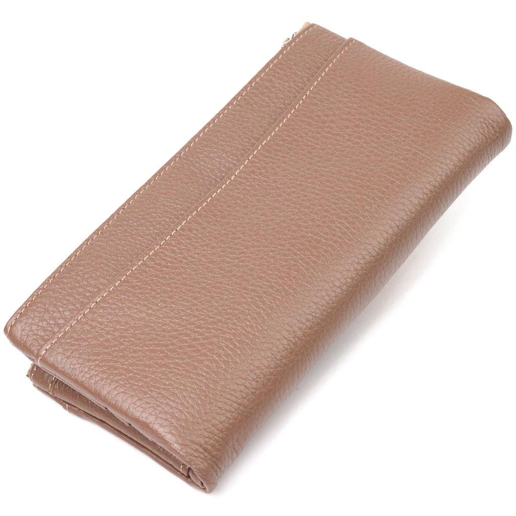 Интересный женский кошек из натуральной зернистой кожи CANPELLINI Wallet 21634 Бежевый