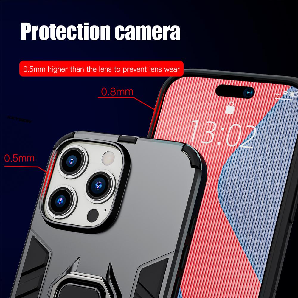 KEYSION Противоударный защитный чехол для iPhone 16 Pro Max Мягкий силиконовый + PC Ring Stand Holder Задняя крышка телефона для iPhone 16 16 Plus