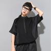 2025 New Summer Plus Size T-Shirt Women Batwing Sleeve Cotton Loose Button Black Tops Tees Casual