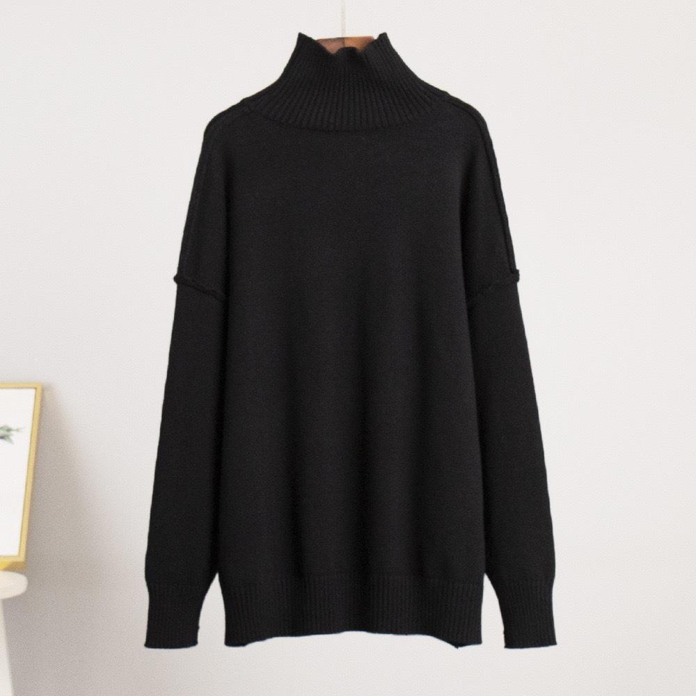 Autumn Winter Women's Solid Color Knitted Turtleneck Sweater Female Warm FashionThick Loose Casual Pullovers