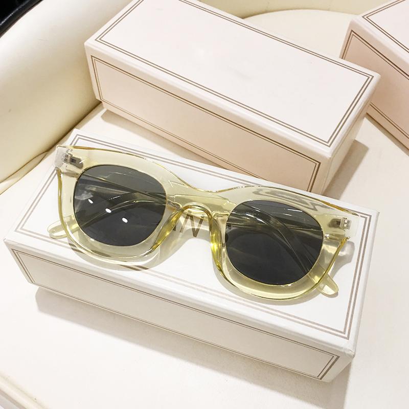 Trendy Square Sunglasses Women  Brand Designer Decor Acrylic Vintage 90S Men Rectangle Sun Glasses Yellow Shade Female Uv400