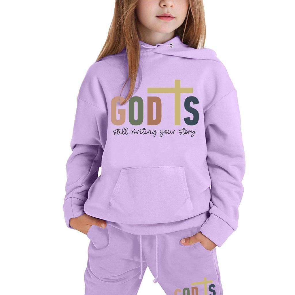 Мальчики Девочки Спортивный костюм Одежда Толстовка с капюшоном Беговые штаны Спортивные костюмы Комплект Модный наряд