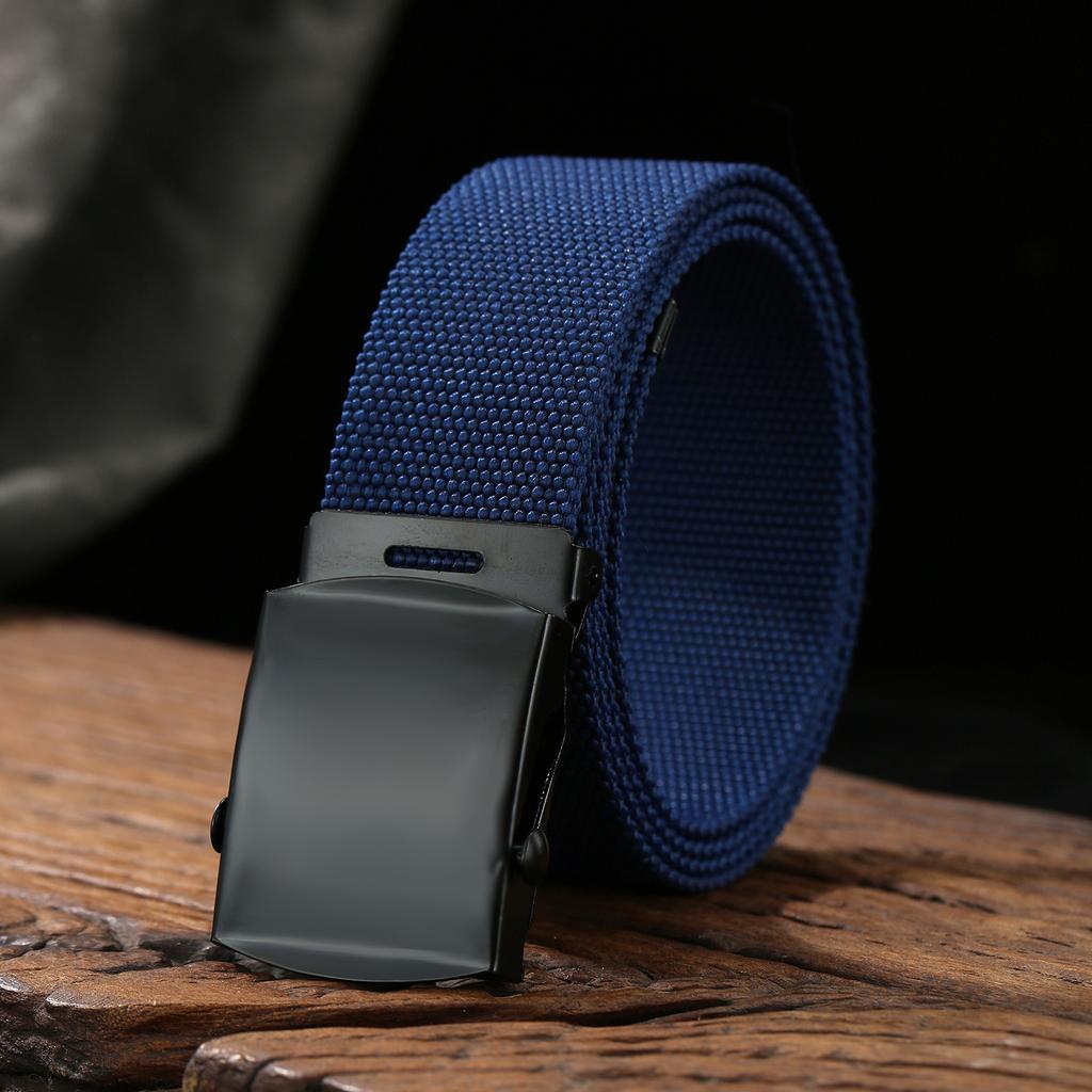 Мужской повседневный холщовый тактический ремень с автоматической пряжкой, однотонный ремень для комбинезона, простой студенческий тканевый ремень