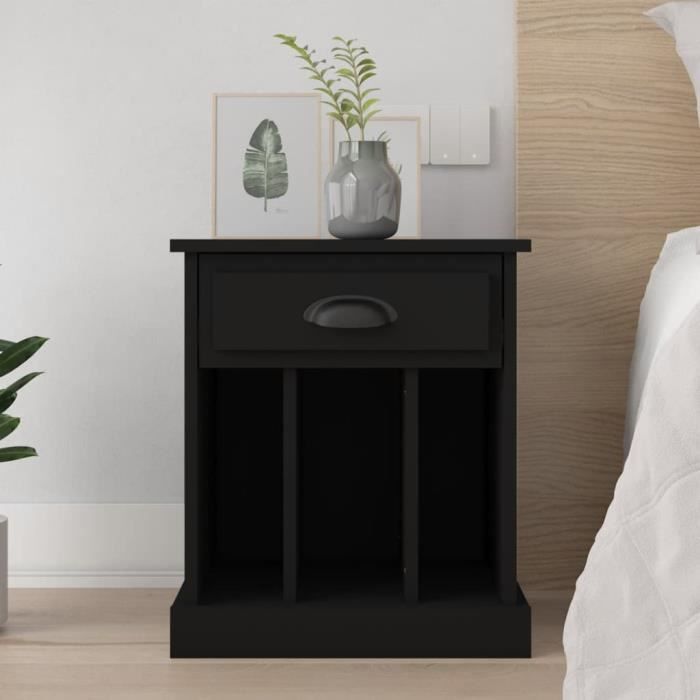 VidaXL Black Bedside Table 43x36x50 Cm 816346