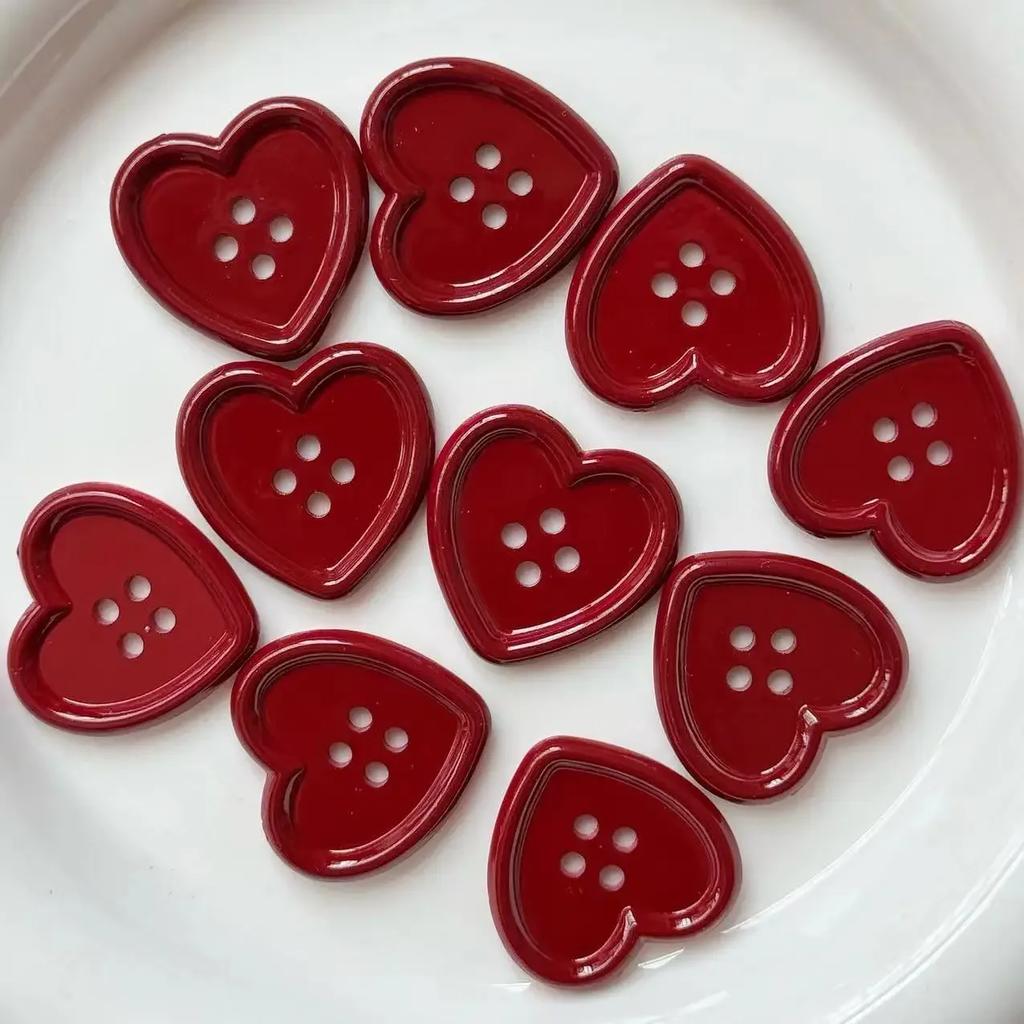 10 шт. японские винтажные винно-красные сердечки-пуговицы женское пальто свитер кардиган DIY Deco милые девушки шляпа одежда швейные аксессуары