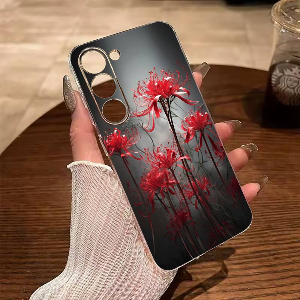 Tokyo-Red Spider Lily-Ghoul Clear Soft Silicone Phone Case for Samsung Galaxy A71, A70, A52, A51, A40, A30
