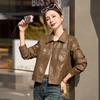 2025 Women's Slim Leather Jacket: Short, Fashionable, Turn-Down Collar Coat XG9957
